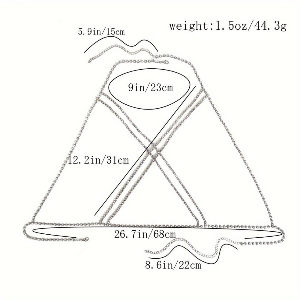 🆕 Rhinestones Criss cross Body Chain Bra Jewelry Harness For Women - Picture 6 of 7